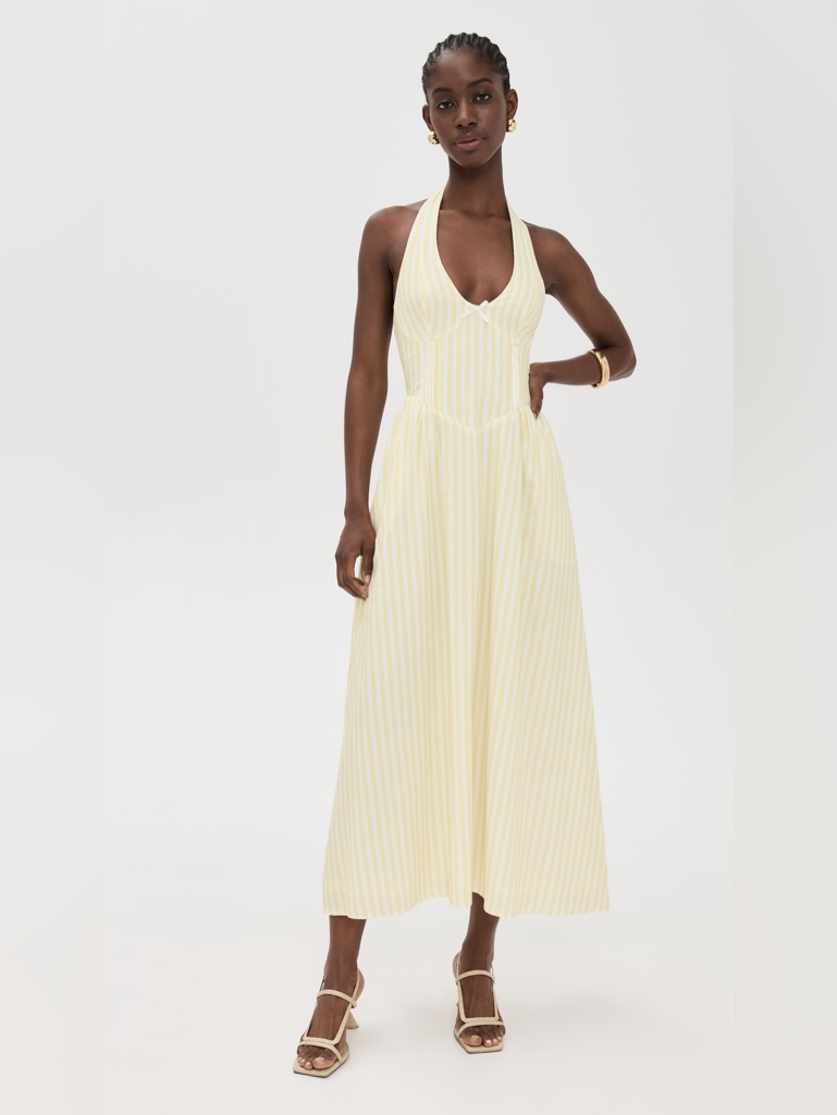 Seven Wonders Calianna Midi Dress Lemon Stripe (Yellow)- Worn Once